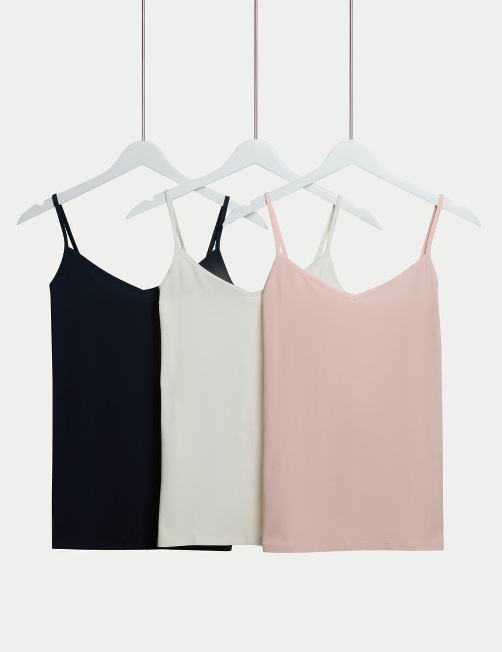 Marks & Spencer M&S 3pk Cotton Rich Strappy Vests Navy Mix