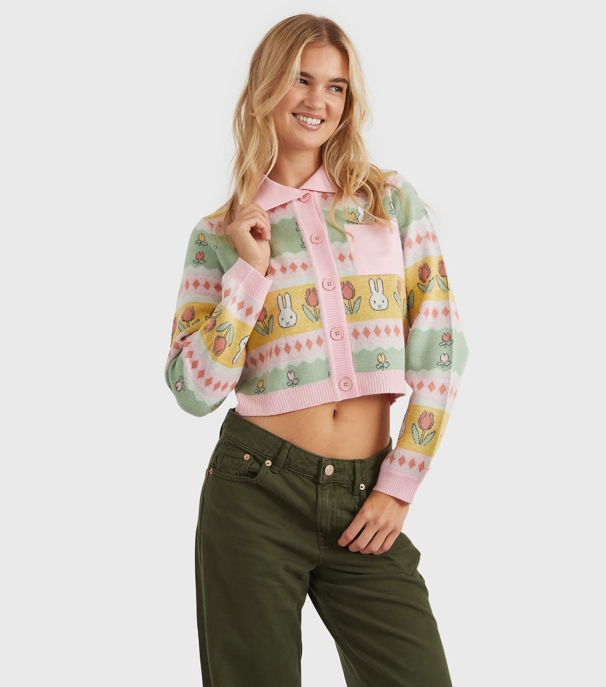 Skinnydip Women's Multicolour Miffy Cottage Knitted Cardigan Skinnydip New Look