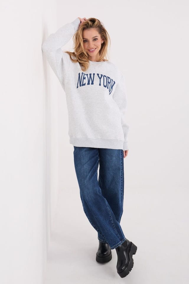 Love Lace Love Lace Women's Cotton Elastane Slogan Casual Sweatshirt in Grey - 2