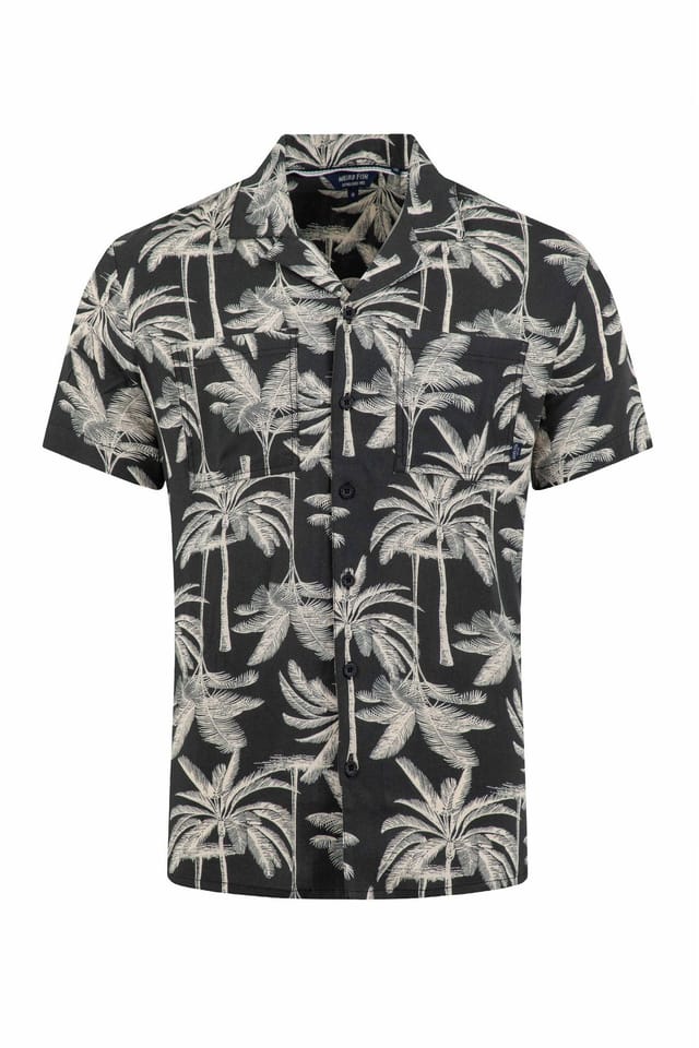 Weird Fish Weird Fish Men's Holborn Printed Hawaiian Shirt in Black - 2