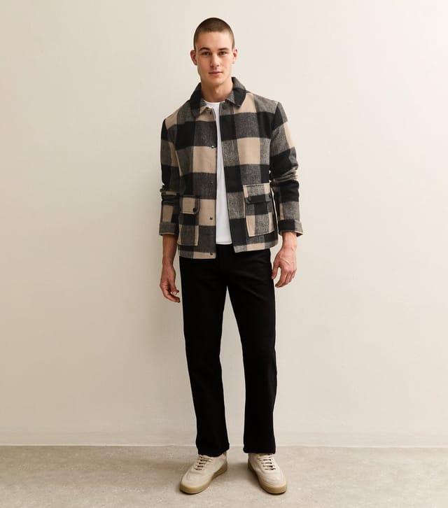 Only and Sons Men's Cream Checked Brushed Jacket Only and Sons New Look - 3