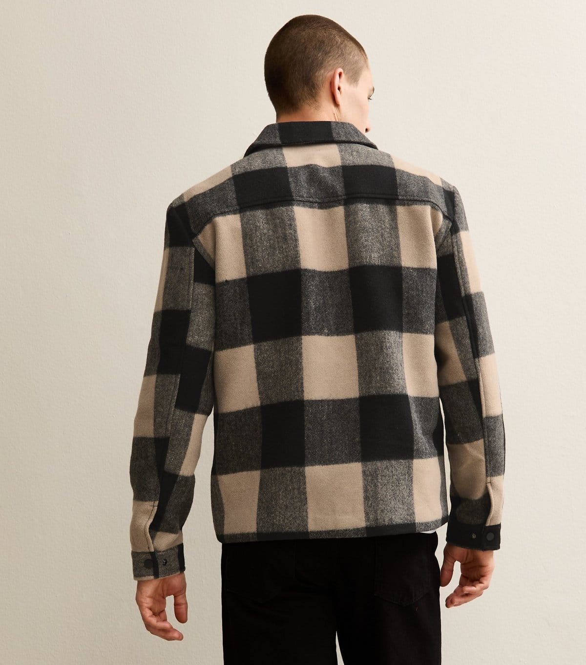 Only and Sons Men's Cream Checked Brushed Jacket Only and Sons New Look - 4