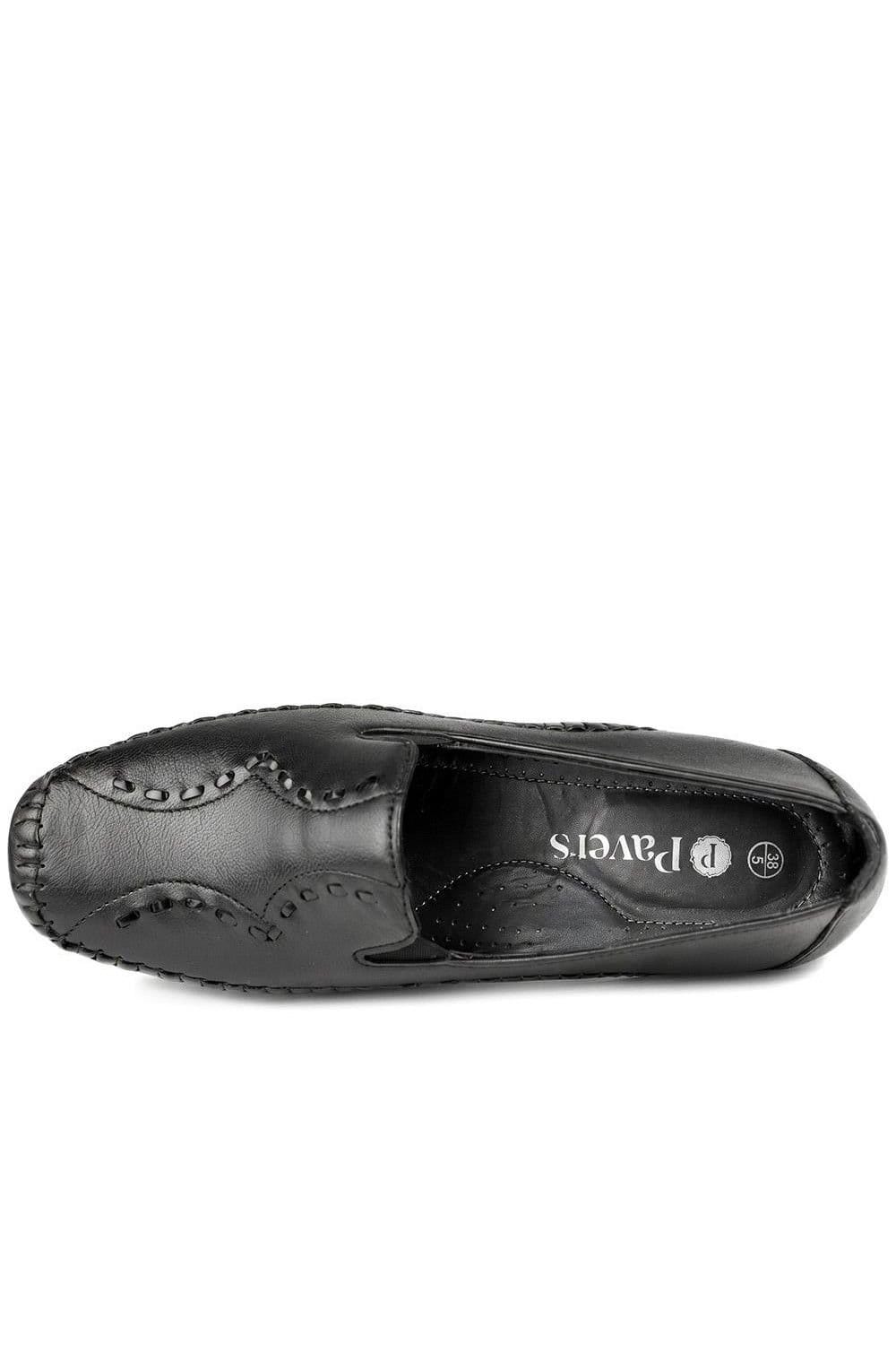 Pavers Pavers Women's Leather Wedge Loafers in Black - 4