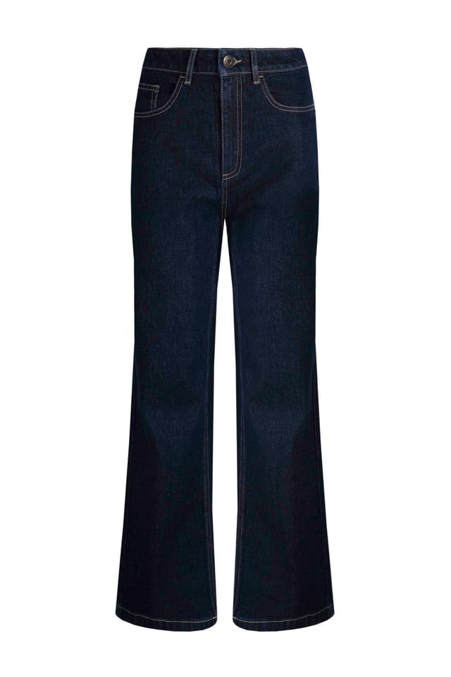 Weird Fish Weird Fish Women's Corine Wide Leg Denim Jeans in Dark Blue - 2