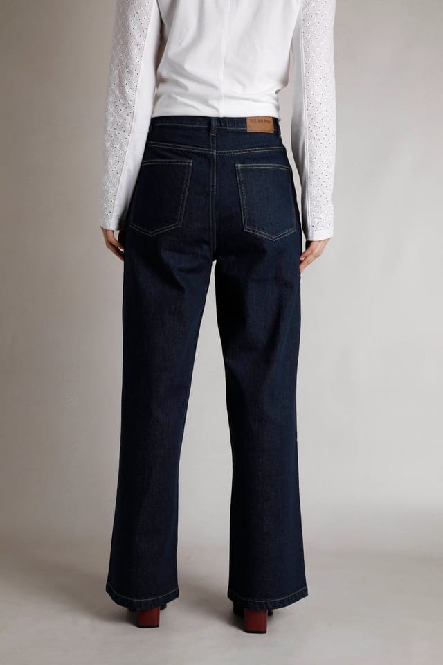 Weird Fish Weird Fish Women's Corine Wide Leg Denim Jeans in Dark Blue - 3