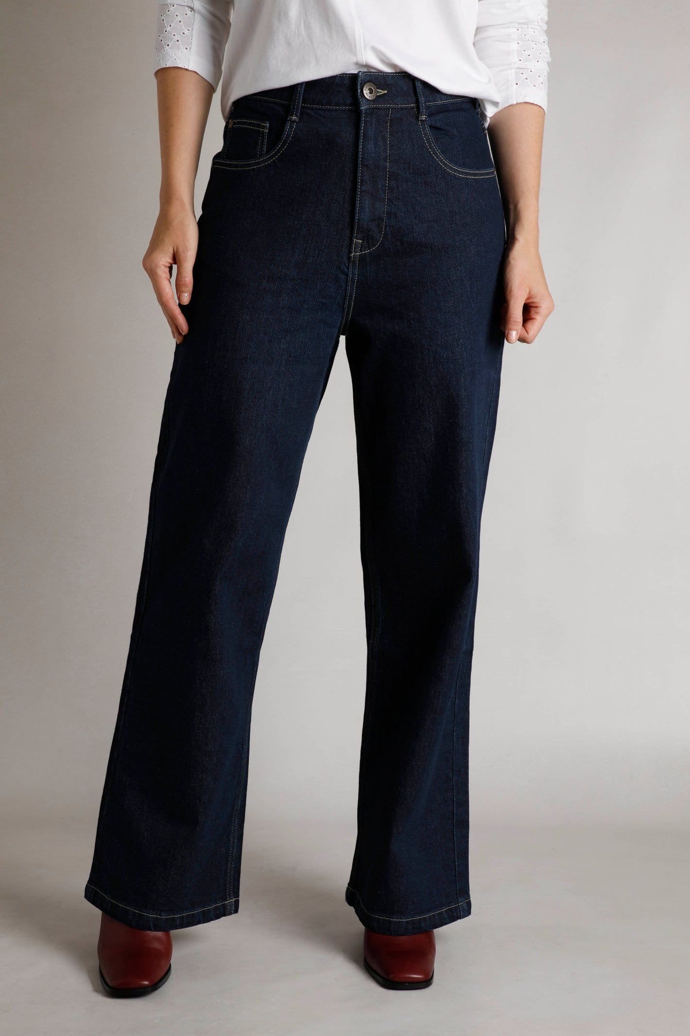 Weird Fish Weird Fish Women's Corine Wide Leg Denim Jeans in Dark Blue - 4