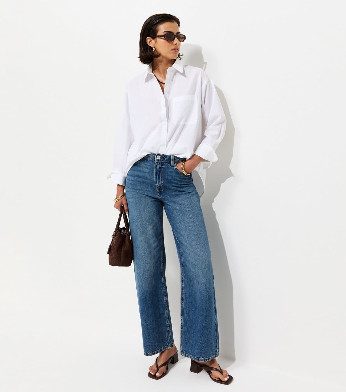 New Look Women's White Cotton Poplin Long Sleeve Shirt New Look