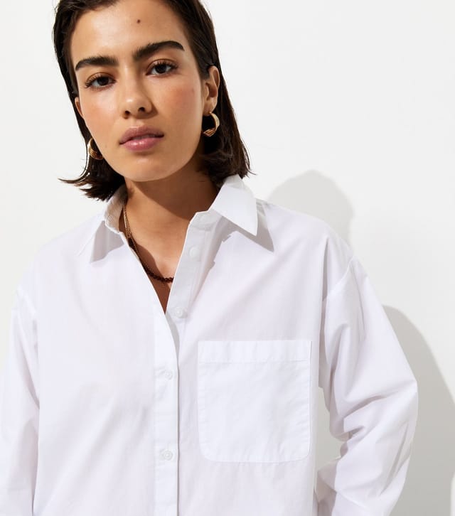 New Look Women's White Cotton Poplin Long Sleeve Shirt New Look - 2