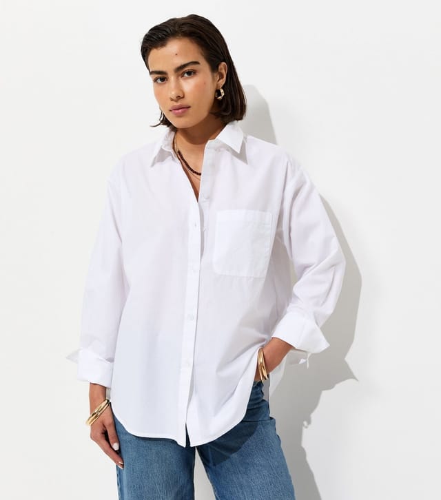 New Look Women's White Cotton Poplin Long Sleeve Shirt New Look - 3