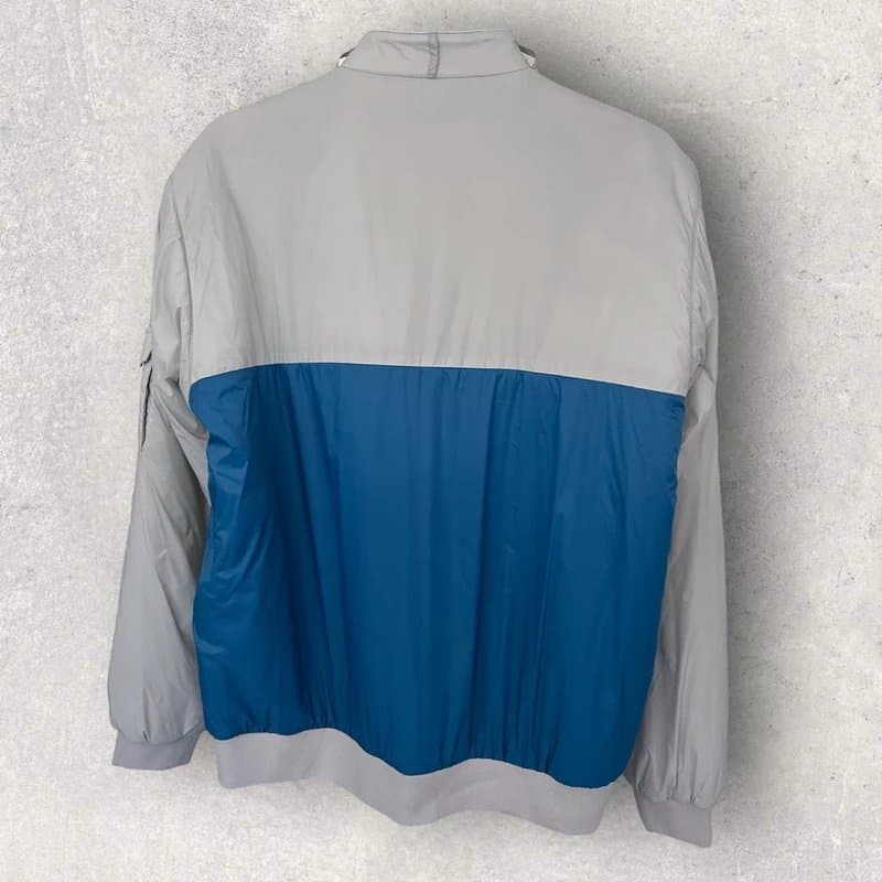 Topshop Topman Mens Pale Grey & Blue Padded Zip Jacket, Pockets Size M Chest 44"