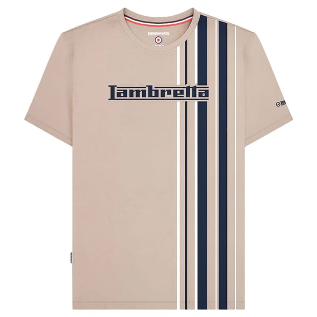 Lambretta Lambretta Men's SS25 Racing Stripe T-Shirt in Stone - 2