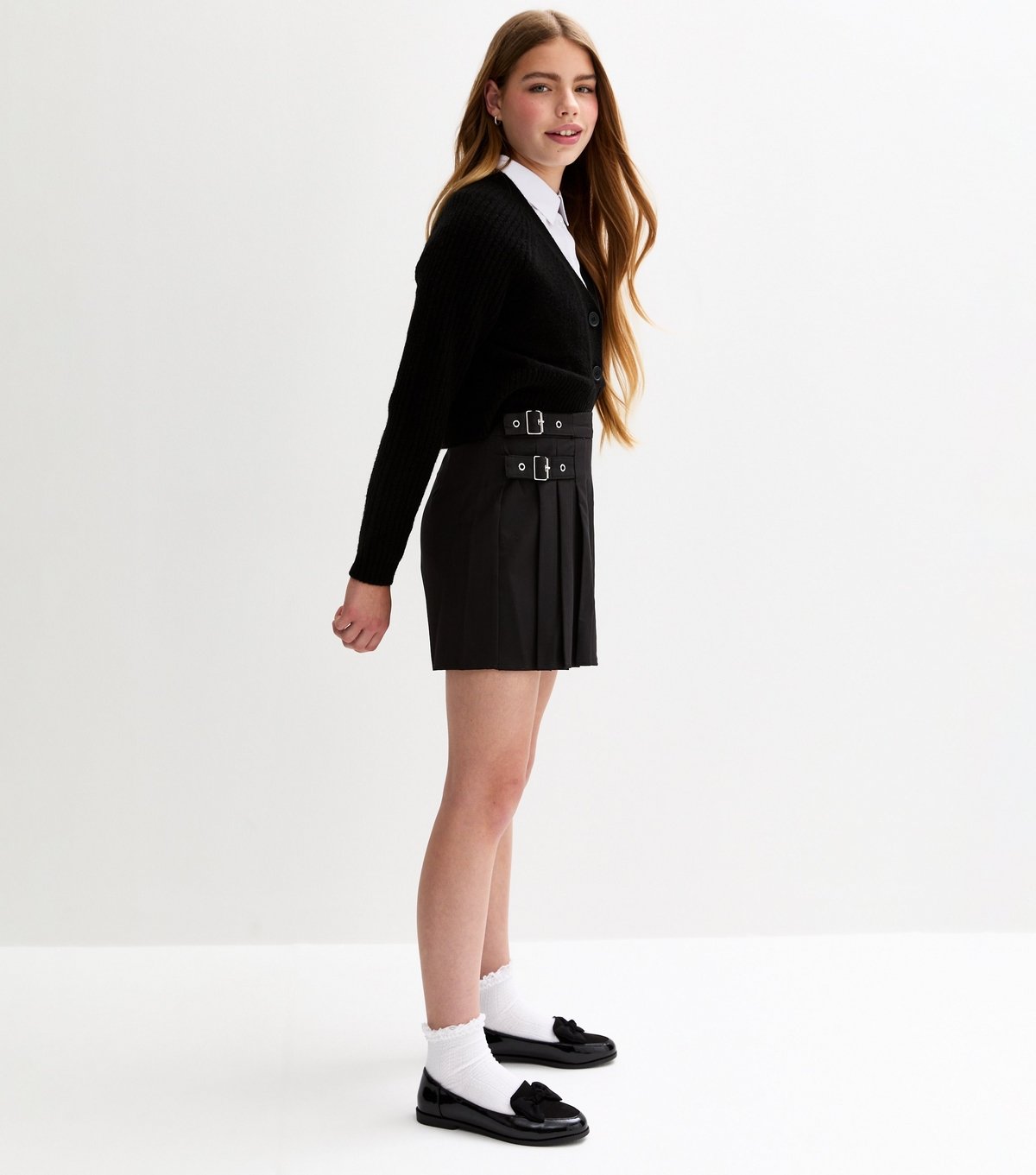 New Look Girls' Black Buckle Trim School Skort New Look - 3