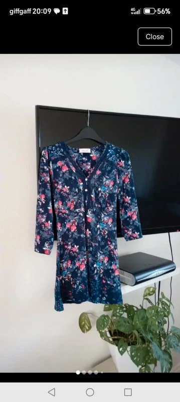 Per Una Ladies size 10 per una with stretch m&s blue pretty floral tunic long top
