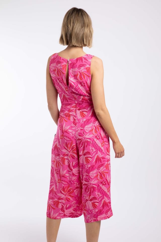 Weird Fish Weird Fish Women's Nalani Printed Viscose Jumpsuit in Bright Pink - 3