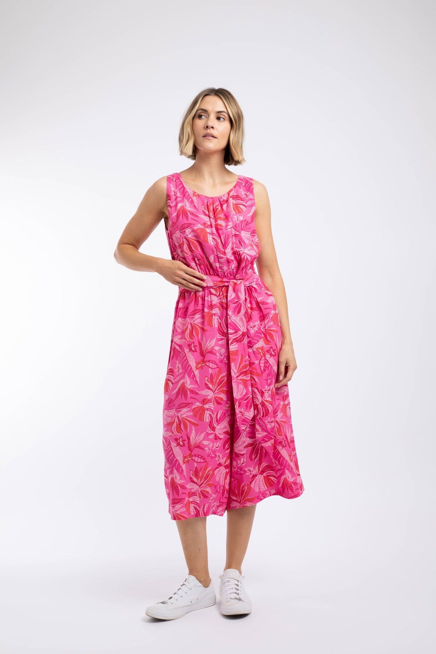 Weird Fish Weird Fish Women's Nalani Printed Viscose Jumpsuit in Bright Pink - 4