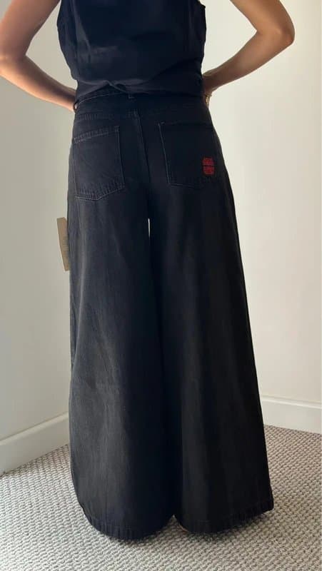 Never Fully Dressed Never Fully Dressed Curve palazzo wide leg jeans in black
