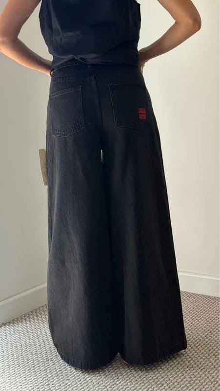 Never Fully Dressed Curve Palazzo Wide Leg Jeans in Black