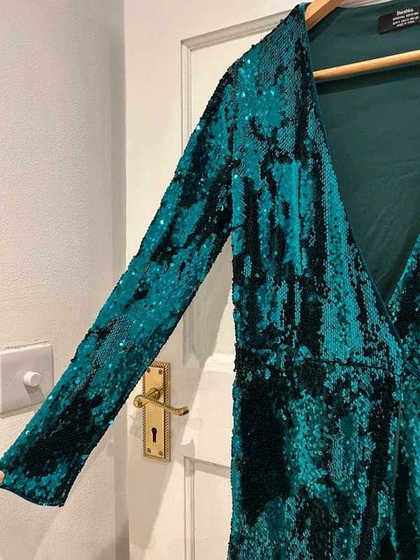 Bershka Sequin Emerald Green Dress