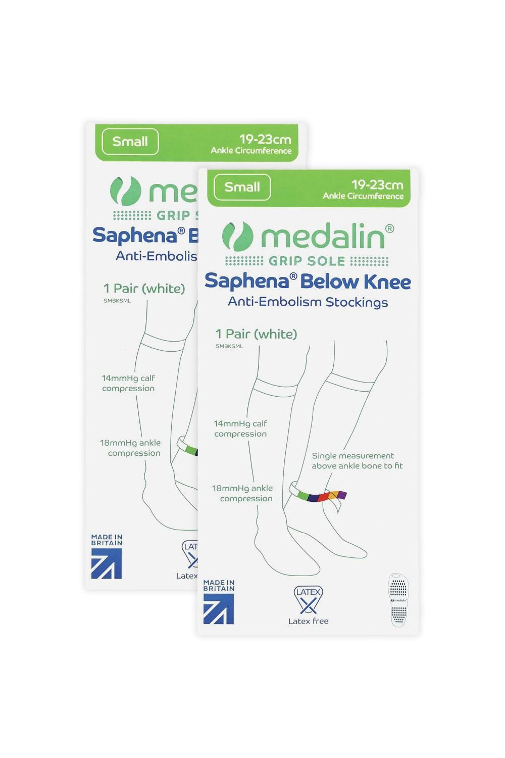 Medalin Medalin Men's 2 Pairs Graduated Compression Below the Knee Stockings with Grips in White - 2