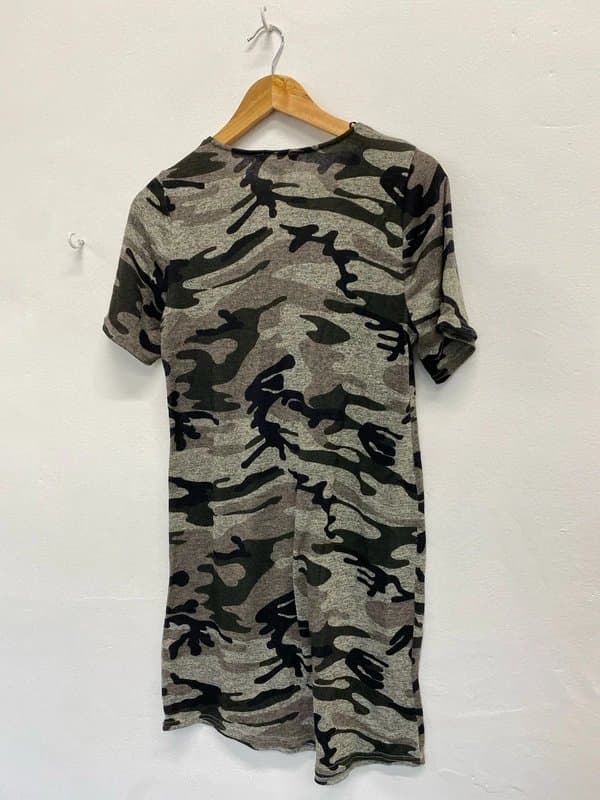 New Look Fabulous Khaki Camo new look t shirt dress festival classic uk12 New LG238