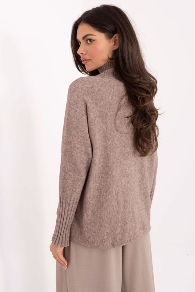 Love Lace Love Lace Women's Classic Turtleneck Sweater Soft Viscose Blend in Taupe - 3