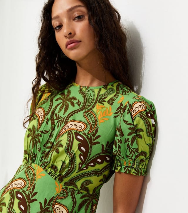 New Look Women's Green Paisley Short Sleeve Midi Dress New Look - 2