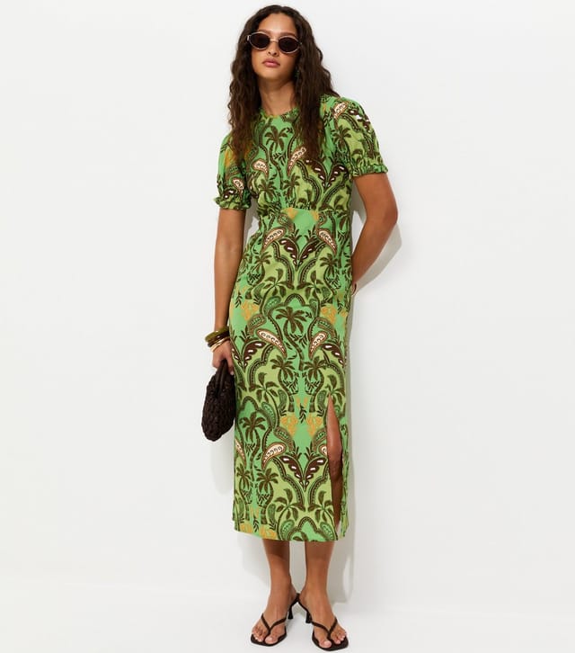 New Look Women's Green Paisley Short Sleeve Midi Dress New Look - 3