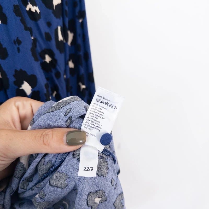 John Lewis John Lewis Ivy Leopard Print Blouse Size 14 Indigo Blue Animal Print RRP £59