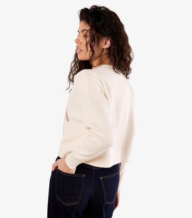 Apricot Women's Cream Rock Slogan Cropped Jumper Apricot New Look - 2