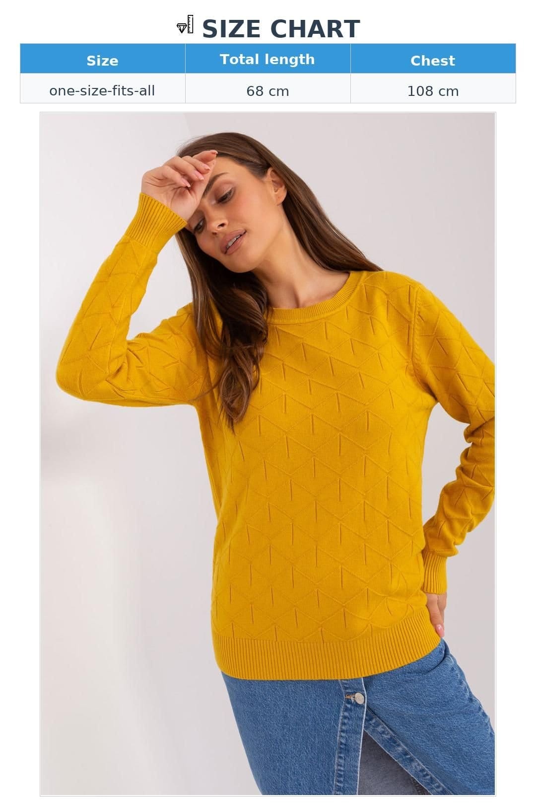 Love Lace Love Lace Women's Cotton Textured Long Sleeve Sweater Round Neck in Yellow - 4