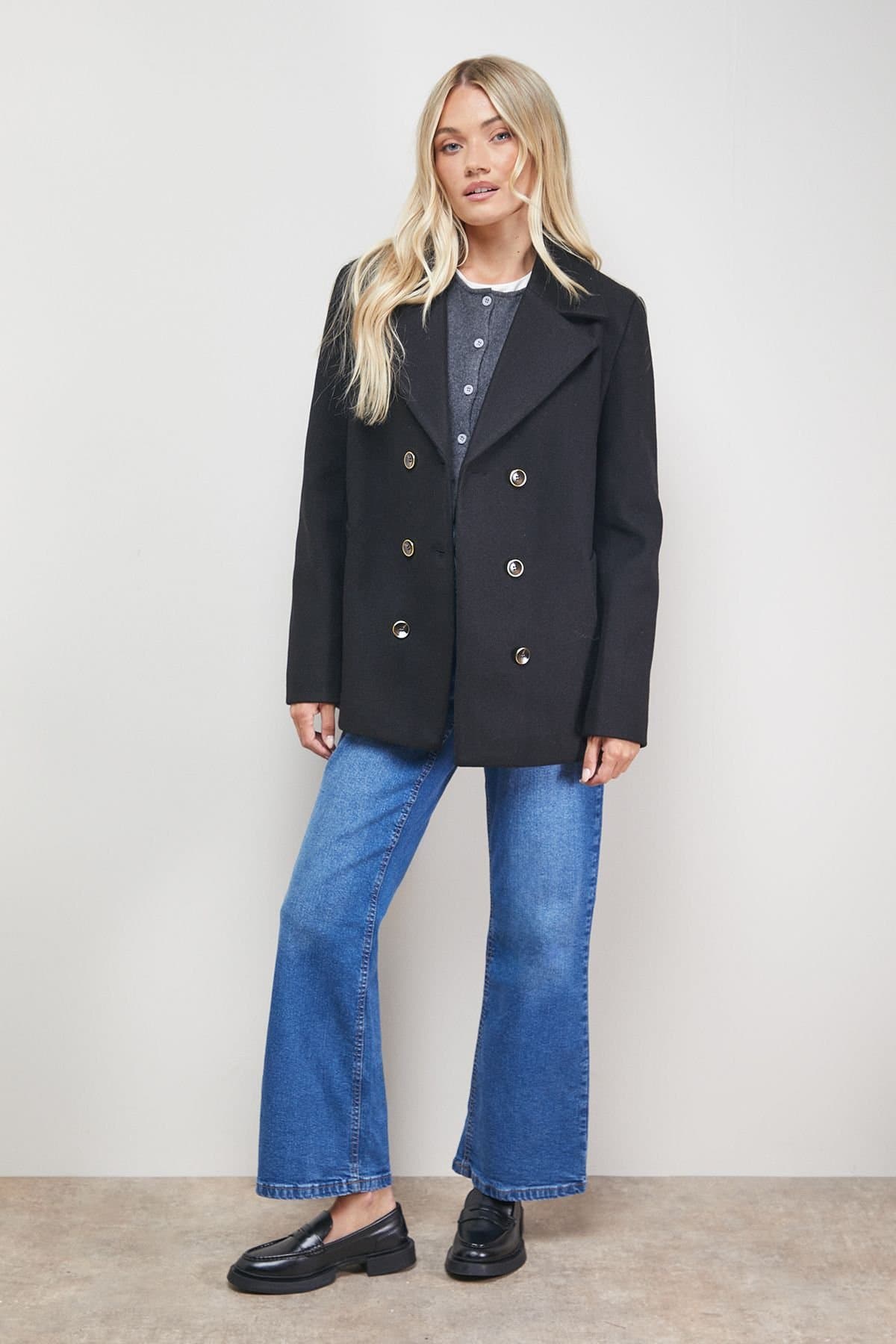 Oasis Oasis Women's Double Breasted Blazer Coat in Black