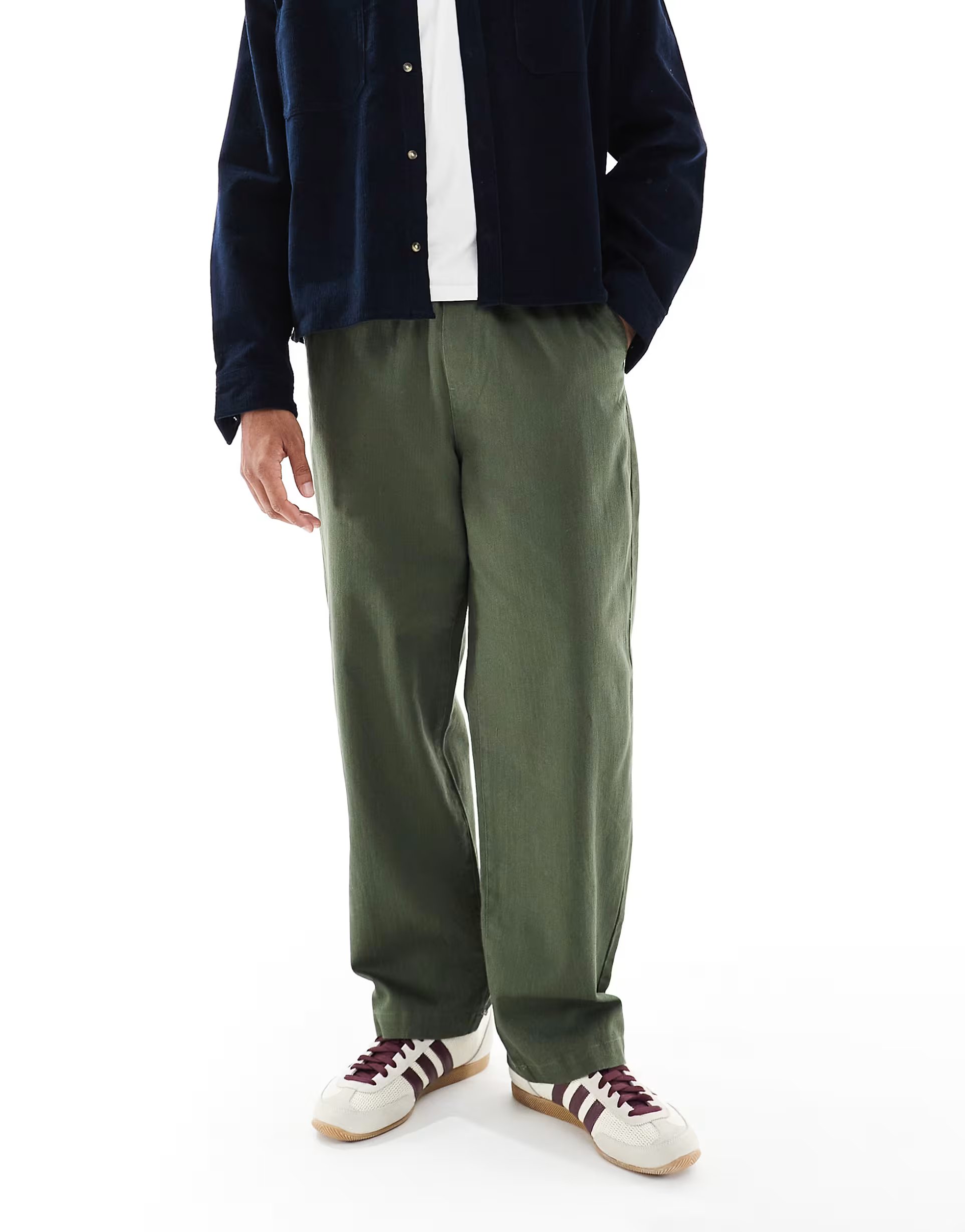 ASOS Farah Greenport drawstring trousers in khaki - 1