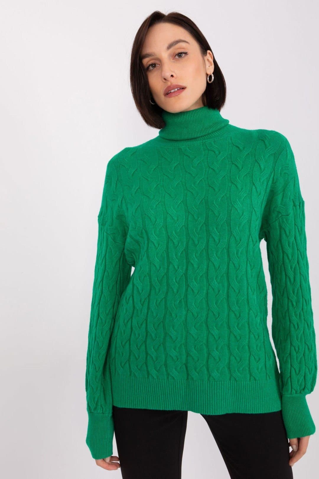 Love Lace Love Lace Women's Variegated Plaid Turtleneck Long Sleeve Sweater Style 188297 in Green