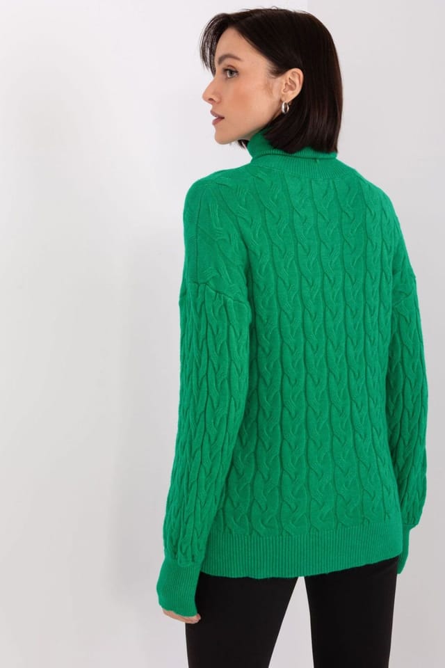 Love Lace Love Lace Women's Variegated Plaid Turtleneck Long Sleeve Sweater Style 188297 in Green - 3