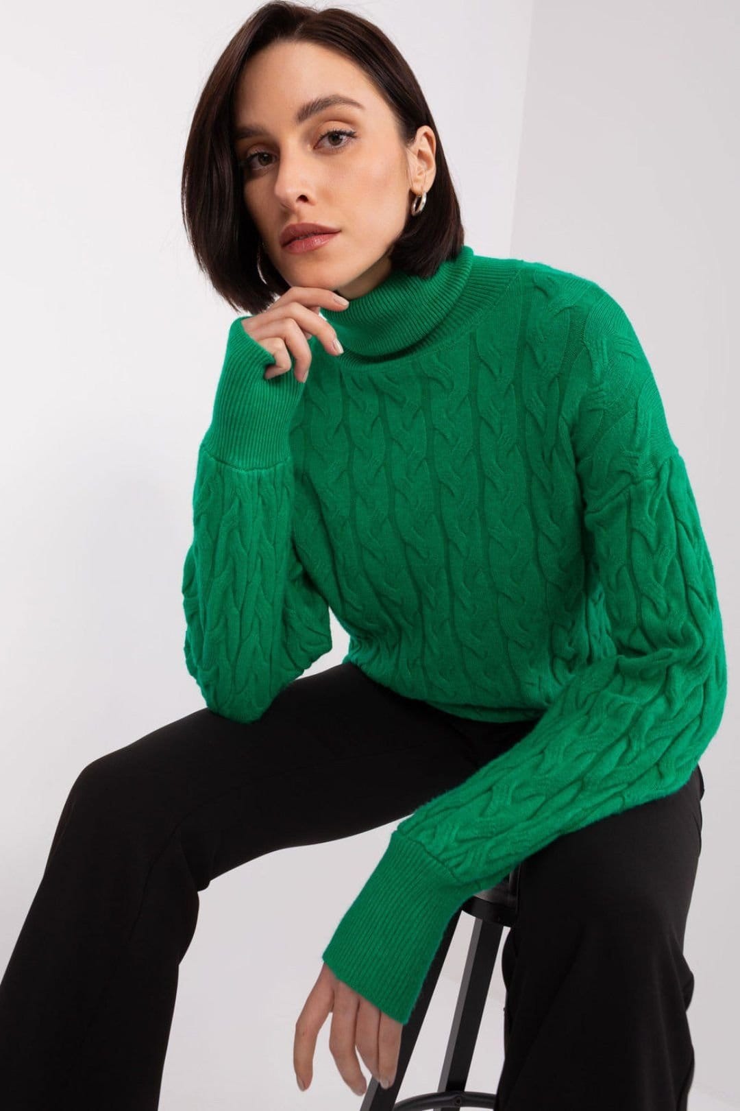 Love Lace Love Lace Women's Variegated Plaid Turtleneck Long Sleeve Sweater Style 188297 in Green - 4