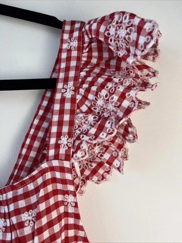 New Look New look - embroidered checked top cropped - size 16 - red