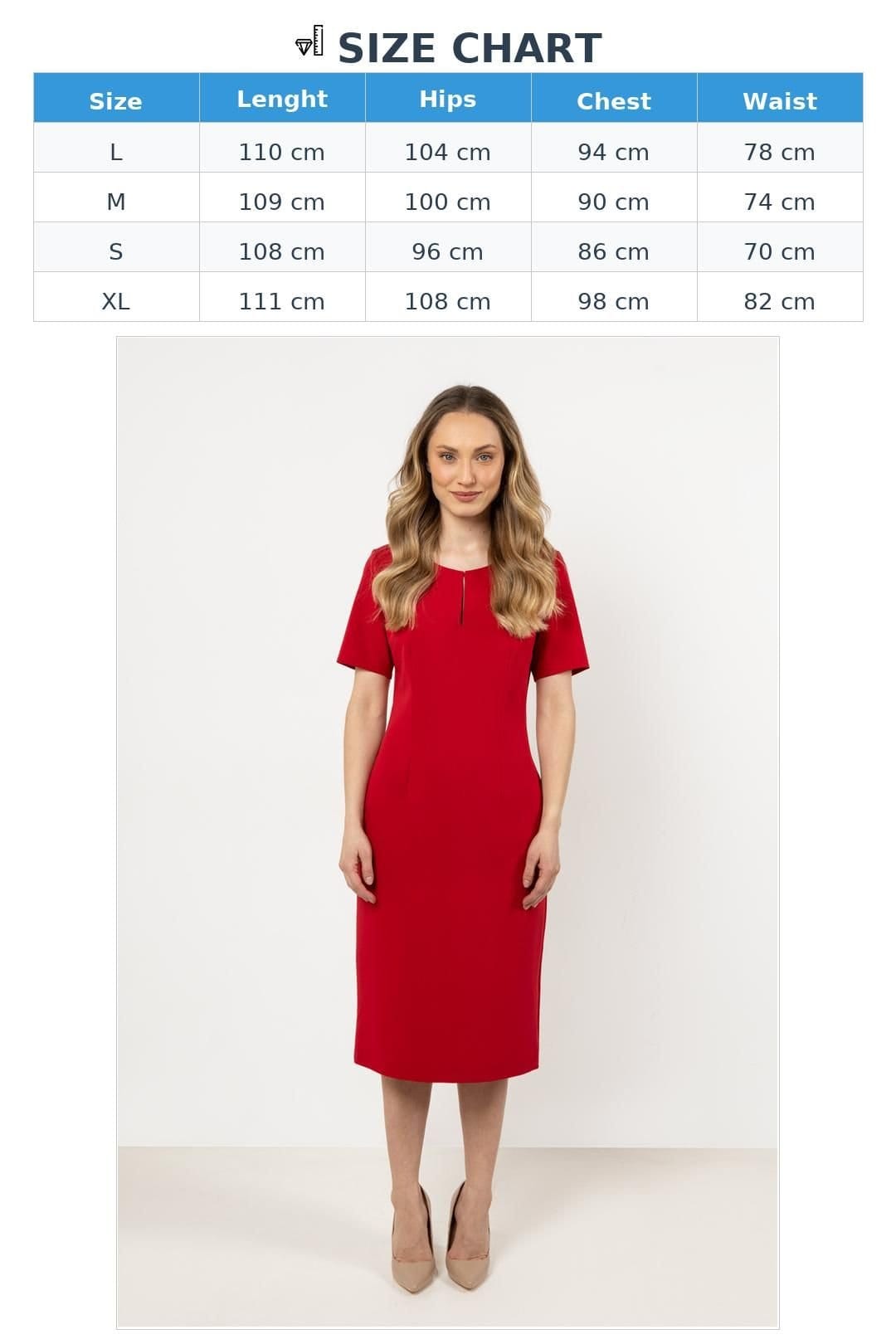 Love Lace Love Lace Women's Fitted Day Dress with Boat Neck & Slit in Red - 4