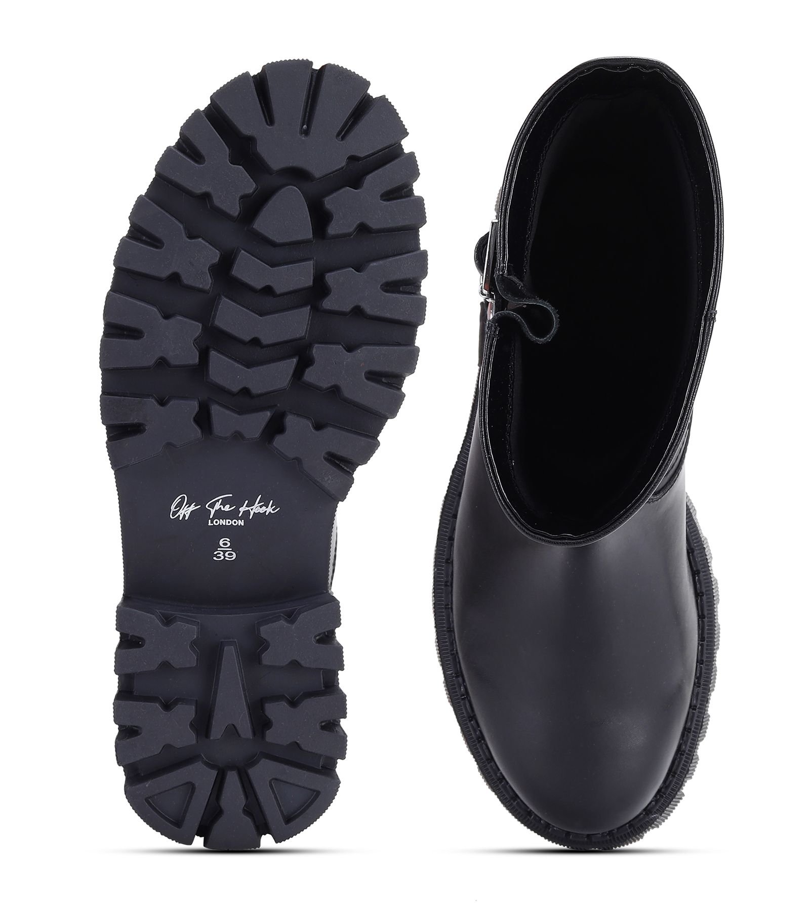 Off the Hook Off the Hook Women's 'Loxley' Heel Black Leather Mid Calf Boots - 3