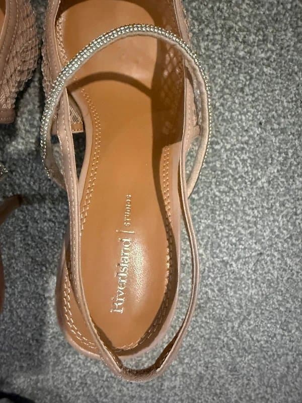 River Island River Island Nude Diamante Strappy Heels | Elegant Pointed Toe Slingbacks