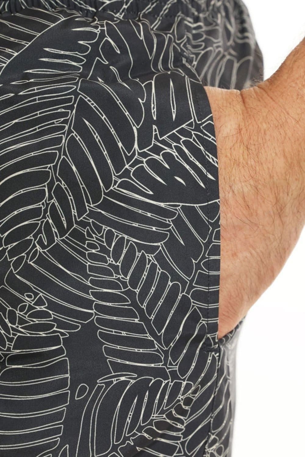 RIPT Essentials RIPT Essentials Men's Leaf Print Swim Shorts in Navy - 4
