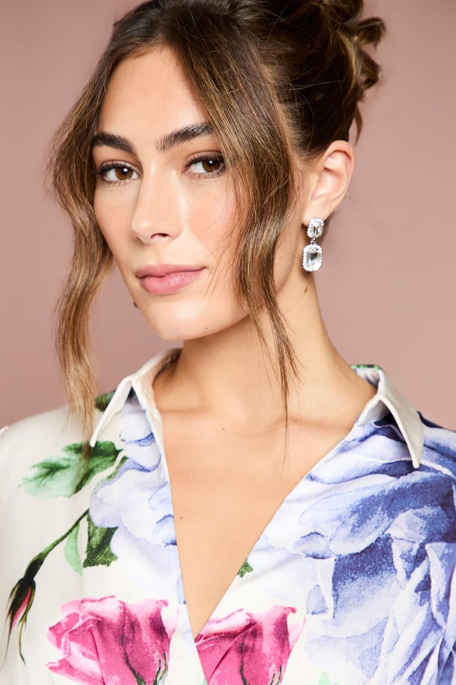 Coast Coast Women's Muse Floral Long Sleeve Wrap Front Gown in Ivory - 2