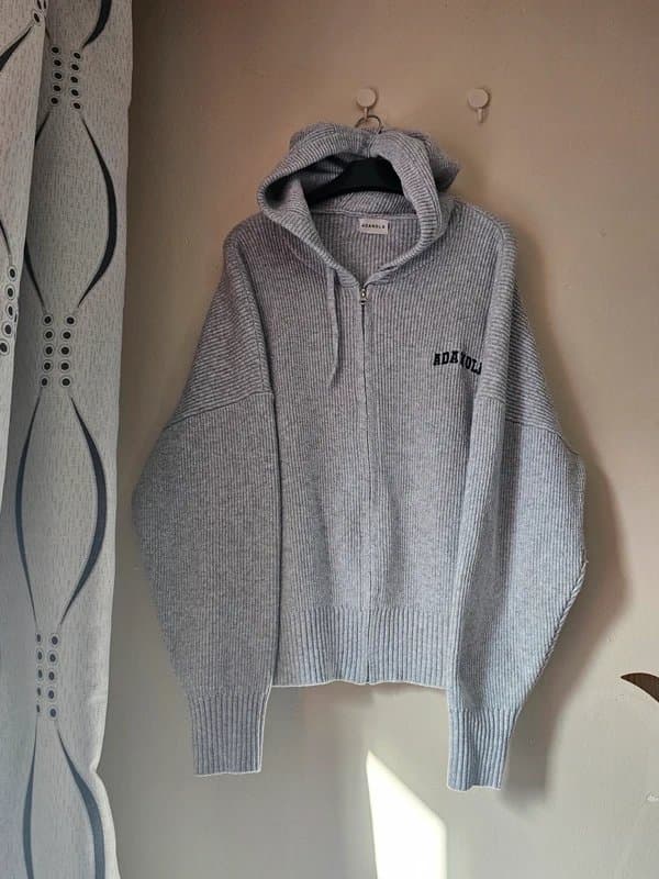 Adanola Adanola  knitted hoodie bomber cardigan size L