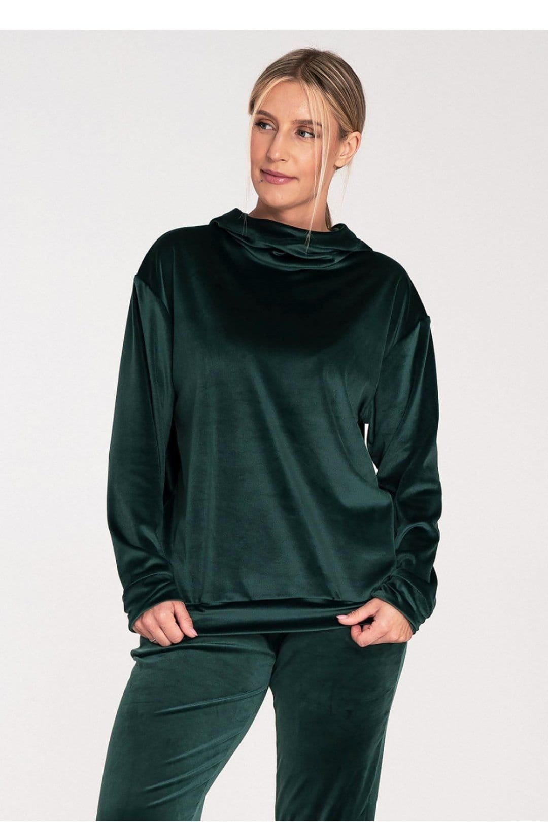 Love Lace Green Velour Hooded Sweatshirt in Small