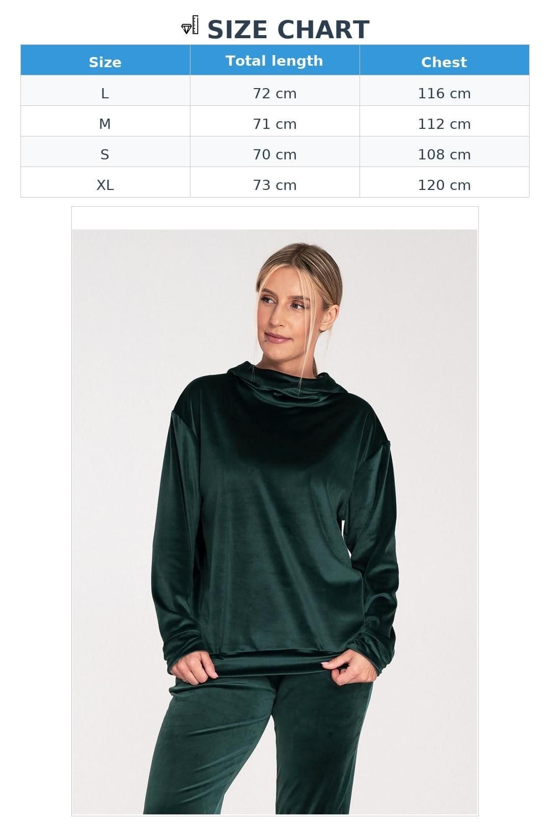 Love Lace Love Lace Women's Velour Hooded Sweatshirt Loose Collar Ribbed Hem in Green - 4