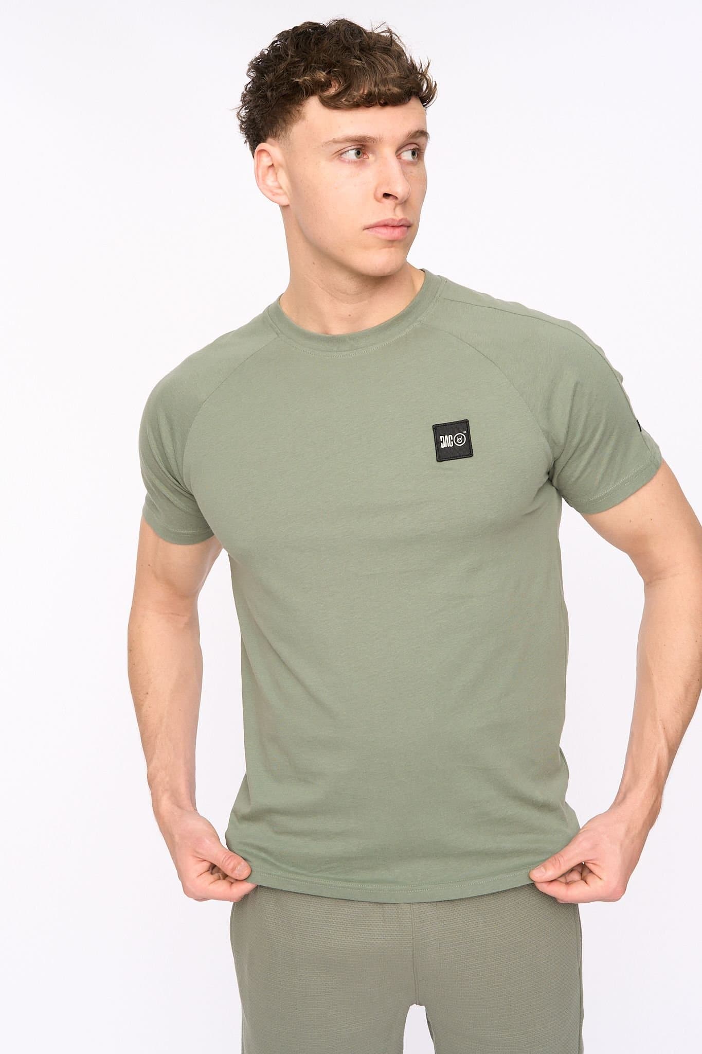 Duck&Cover Duck&Cover Men's Topfield Modern Crew Neck T-Shirt with Raglan Sleeves in Olive