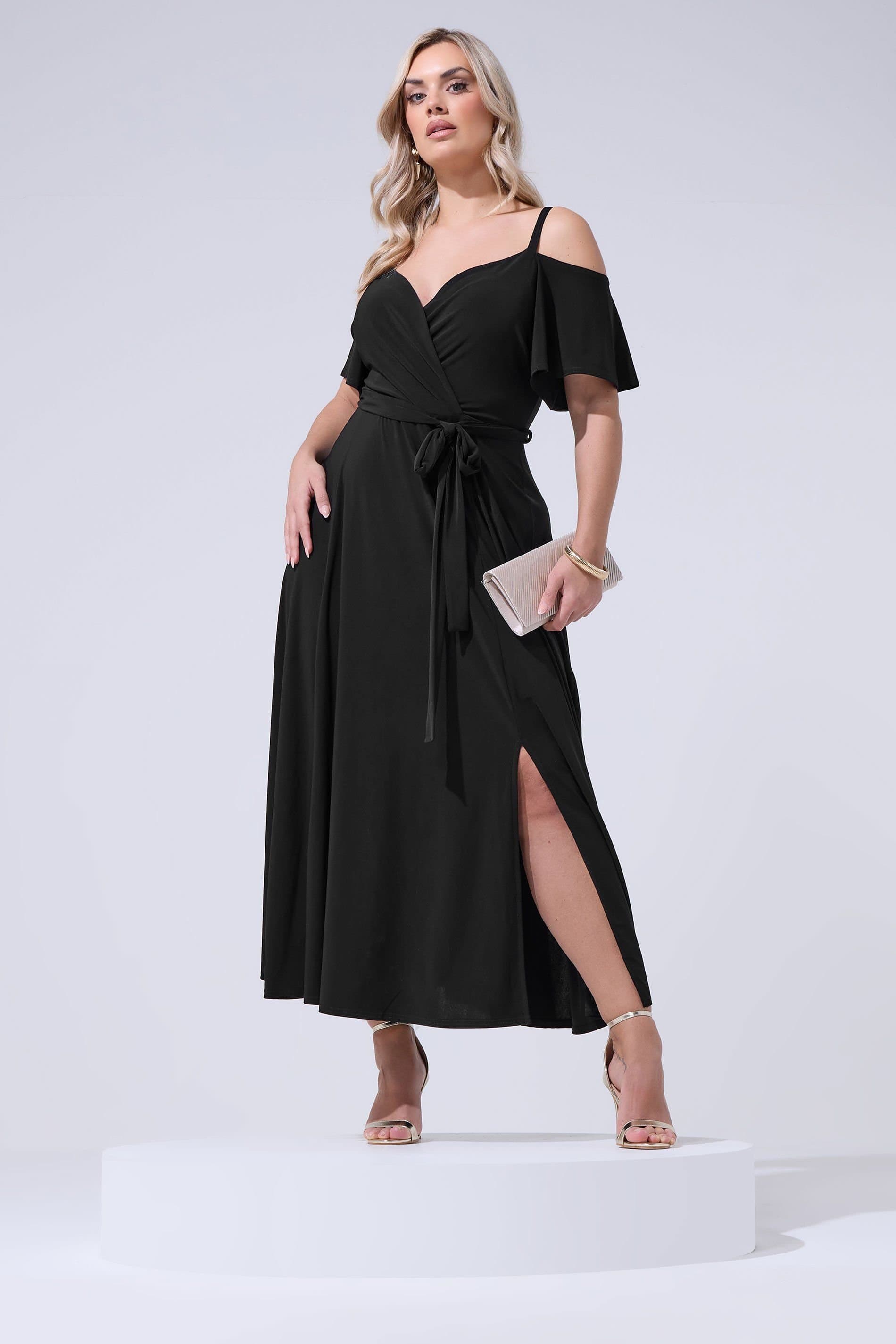 Yours Yours Women's Cold Shoulder Maxi Dress in Black