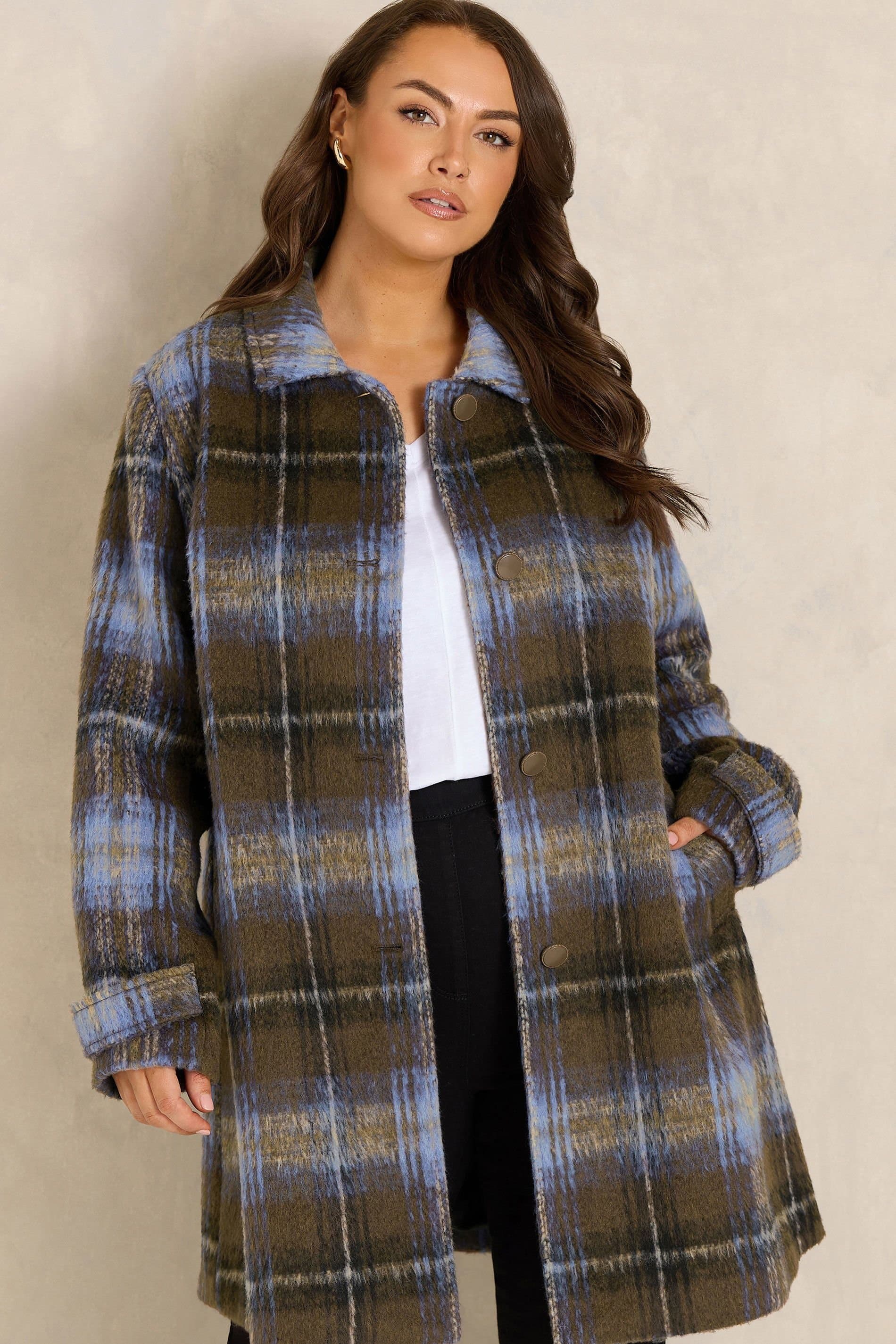Evans Evans Women's Check Swing Coat in Chocolate
