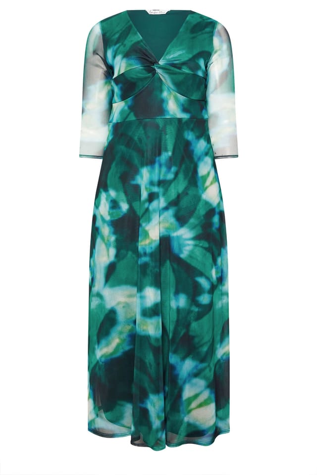 Yours Yours Women's Abstract Knot Front Maxi Dress in Turquoise - 2