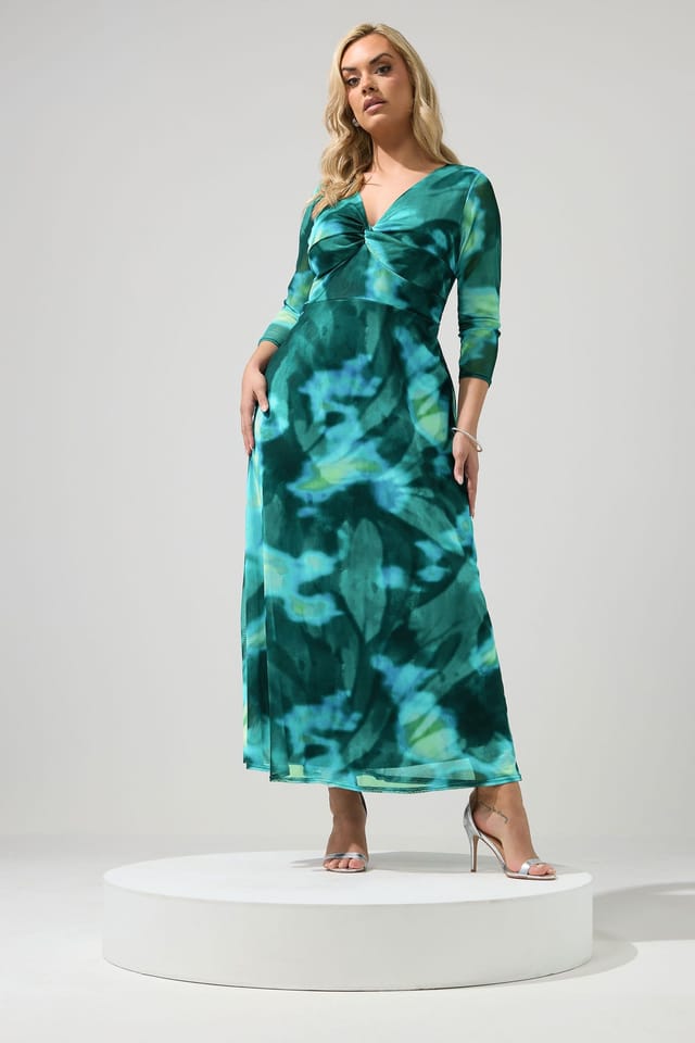 Yours Yours Women's Abstract Knot Front Maxi Dress in Turquoise - 3