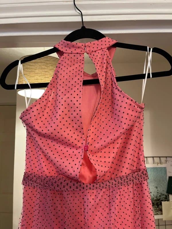 New Look BNWT New Look pink and black polkadot halter dress. Size 12